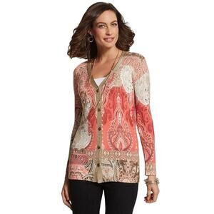 Chico’s Paisley Shine Peyton Cardigan Sweater Size Chico’s 0(Small-4)